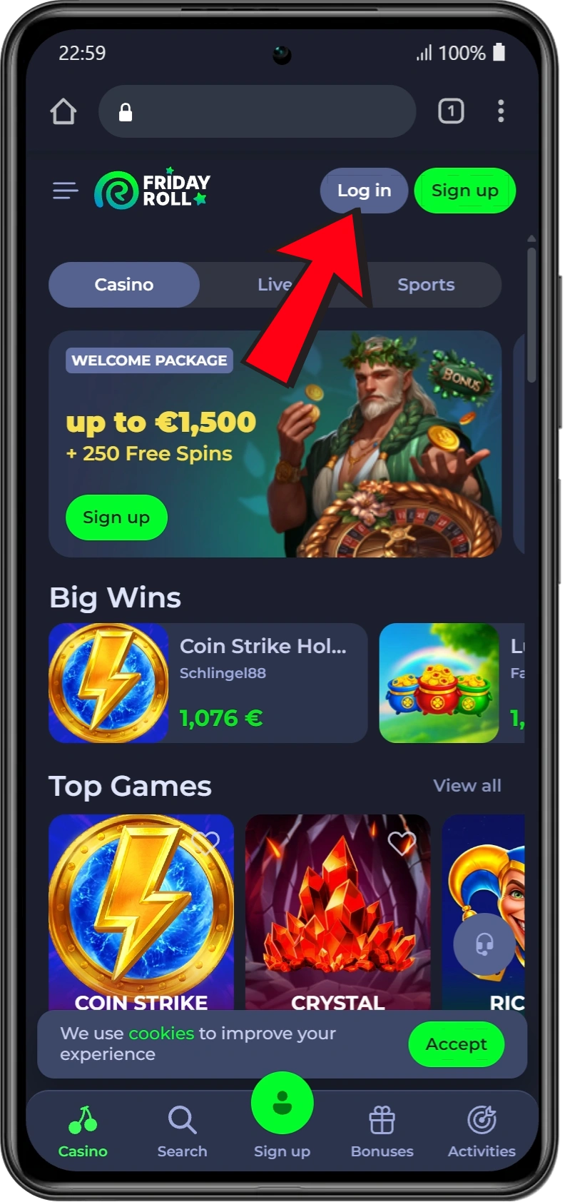 Pagina iniziale del Casinò Spinwinera