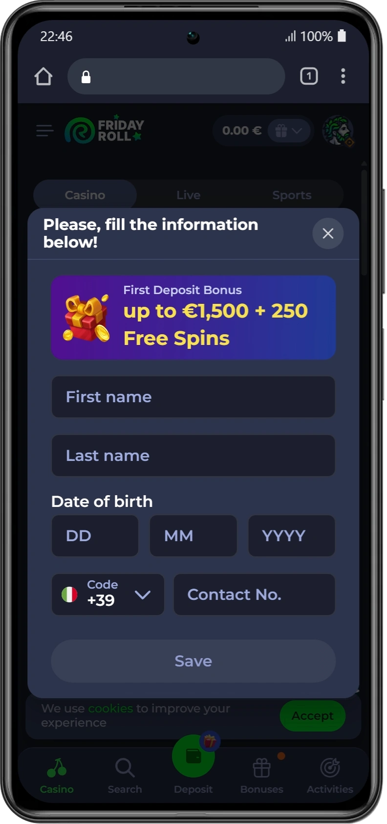 Registrati per un bonus di benvenuto su Spinwinera